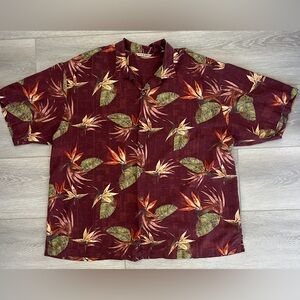 Tommy Bahama Men's Burgundy Tropical Print Shirt